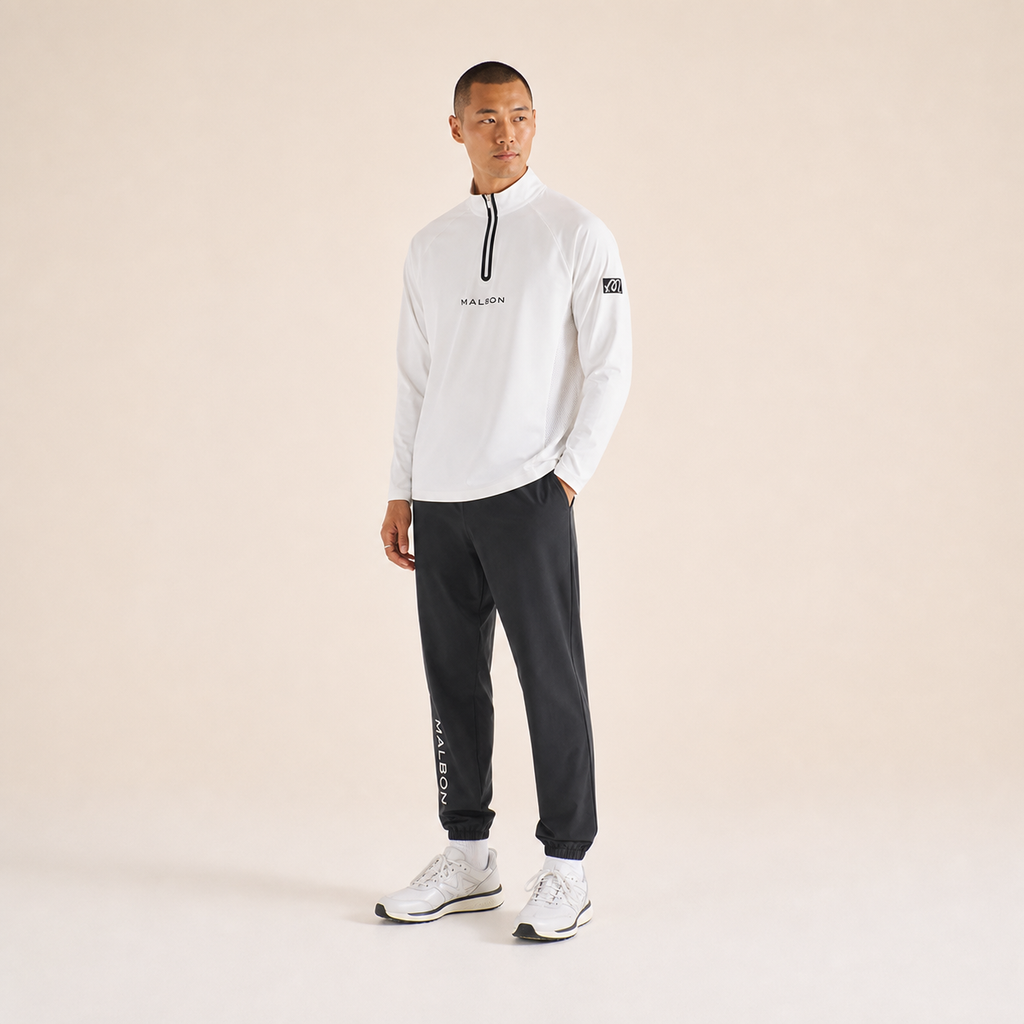 Malbon Performance Raglan Quarter Zip White detail view
