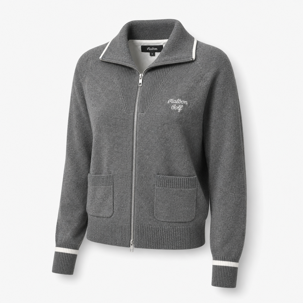 Malbon Preserve Buckets Knit Windbreaker Grey front view
