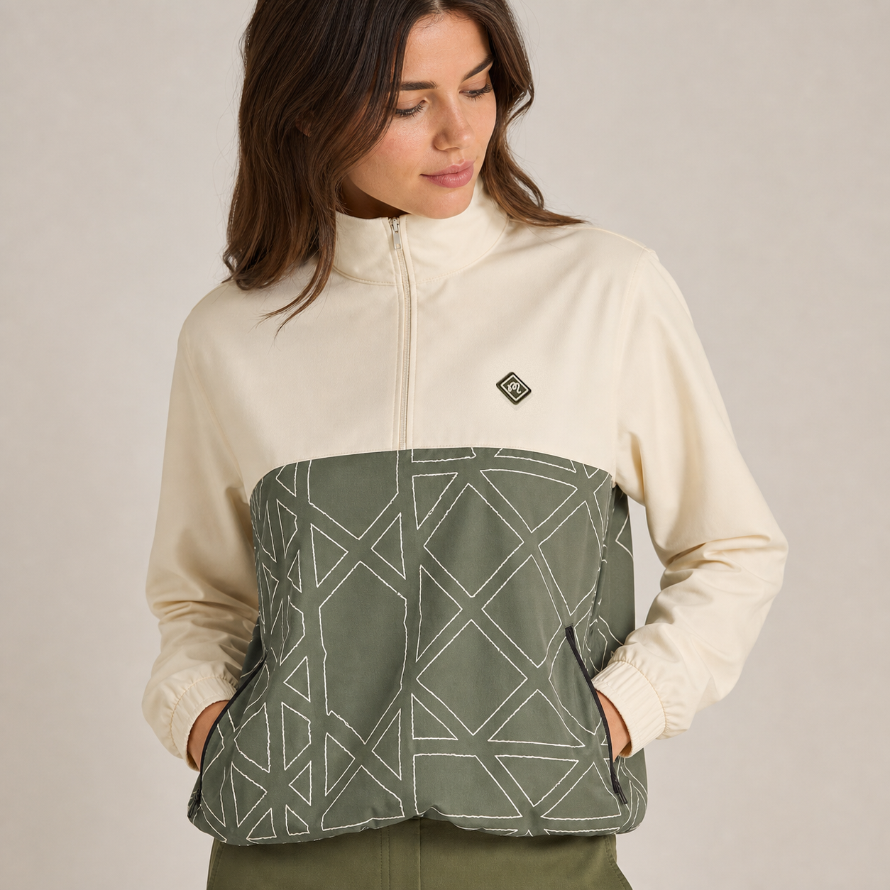 Malbon Rosa Pullover Olivine Olivine golf pullover detail view