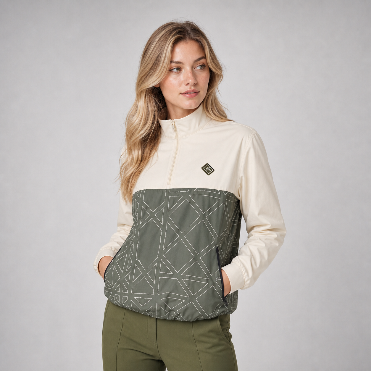 Malbon Rosa Pullover Olivine Olivine golf pullover detail view