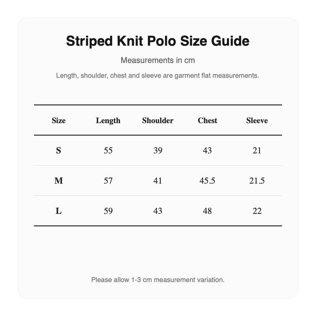 Malbon Striped Knit Polo English size guide