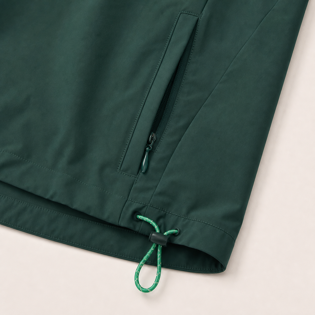 Malbon Studio Seoul Hybrid Anorak Green panel close-up