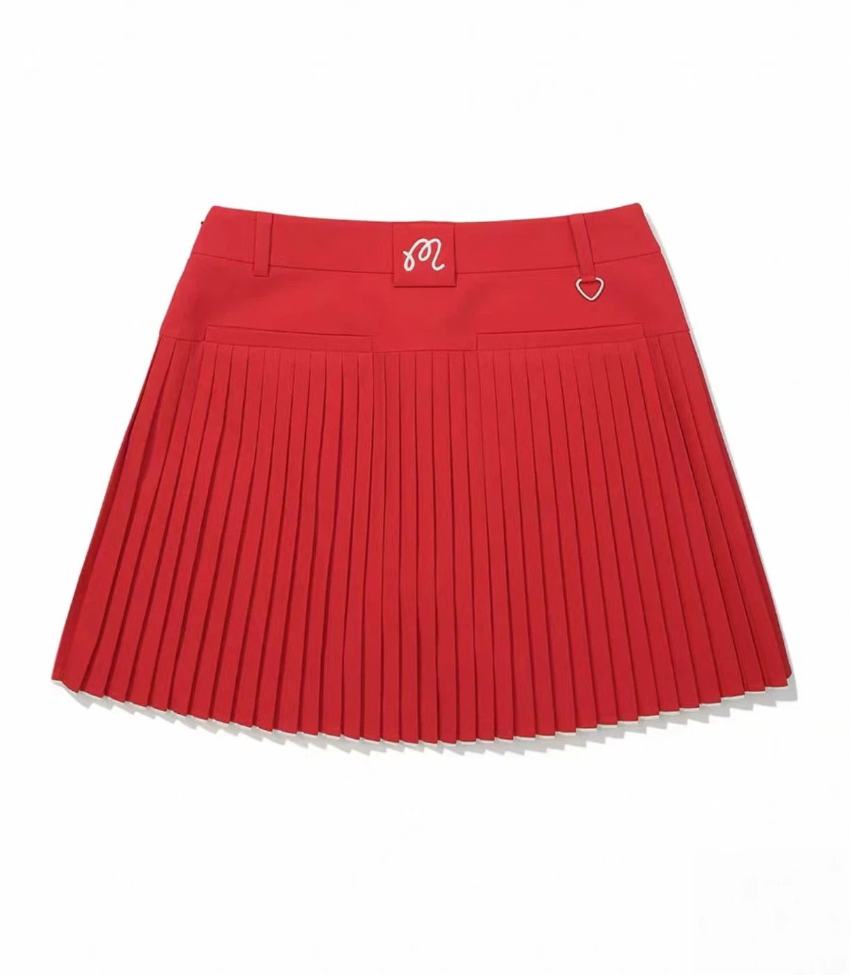 Malbon Studio Seoul Wrap Pleated Skirt Red pleated golf skirt detail view